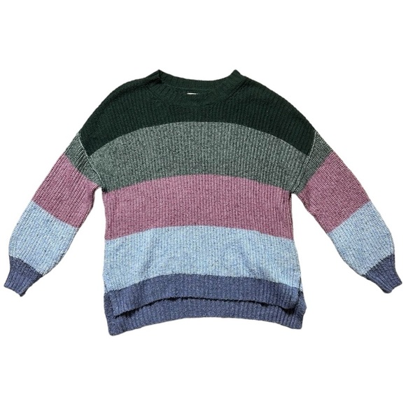 American Eagle Dreamspun Soft Knit Color Blocked Striped Sweater Small - Picture 2 of 8